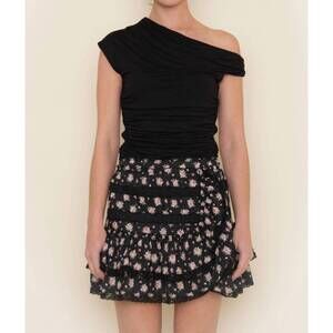 NEW FORE COLLECTION single side off shoulder top in black